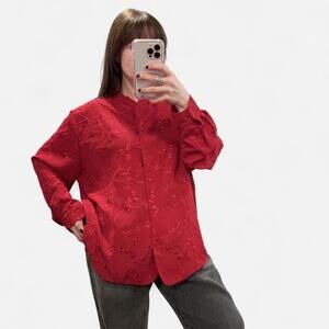 Vintage Red Embroidered Blouse